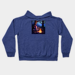 Octopus Listens to Music on its Phone While Camping Kids Hoodie